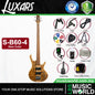Luxars S-B60 4 String Bass Guitar Rare Burl Wood HH Pickups with Rosewood Fingerboard