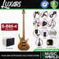 Luxars S-B60 4 String Bass Guitar Rare Burl Wood HH Pickups with Rosewood Fingerboard