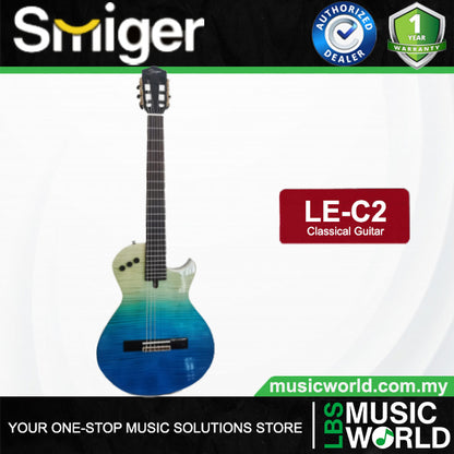 Smiger LE-C2 Okoume Body Flamed Maple Top Silent Classical Guitar With Alice String