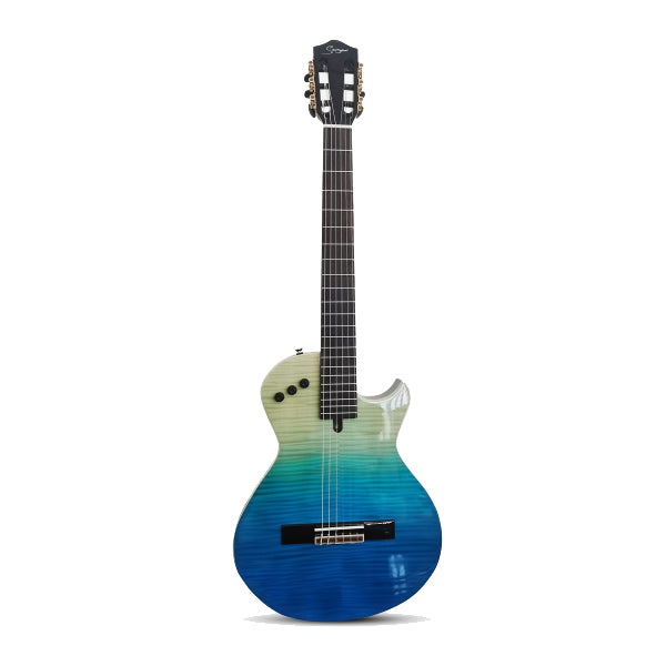 Smiger LE-C2 Okoume Body Flamed Maple Top Silent Classical Guitar With Alice String - Package