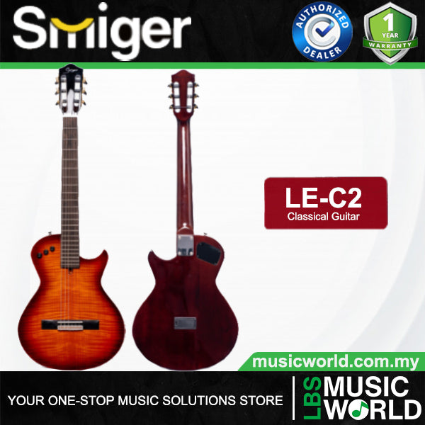 Smiger LE-C2 Okoume Body Flamed Maple Top Silent Classical Guitar With Alice String