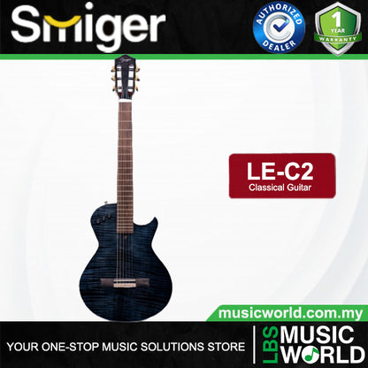 Smiger LE-C2 Okoume Body Flamed Maple Top Silent Classical Guitar With Alice String