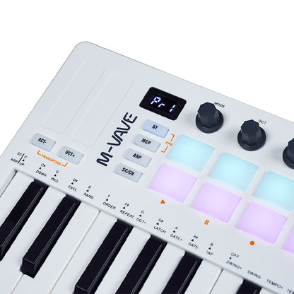 M-VAVE SMK-25 II 25 Keys Midi Keyboard Controller with Built In Battery and 16 RGB Pads (SMK25 SMK 25)