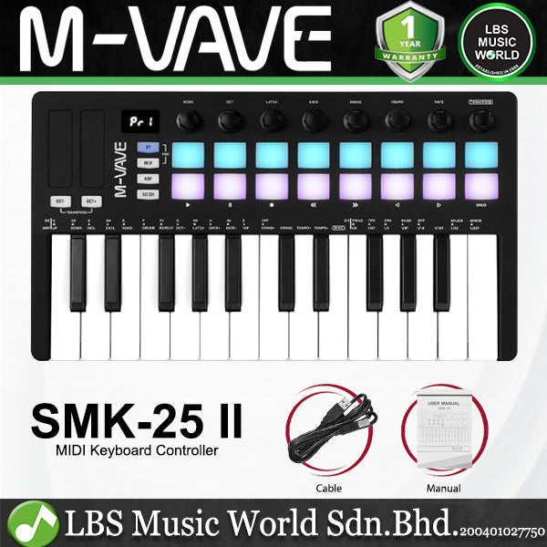 M-VAVE SMK-25 II 25 Keys Midi Keyboard Controller with Built In
