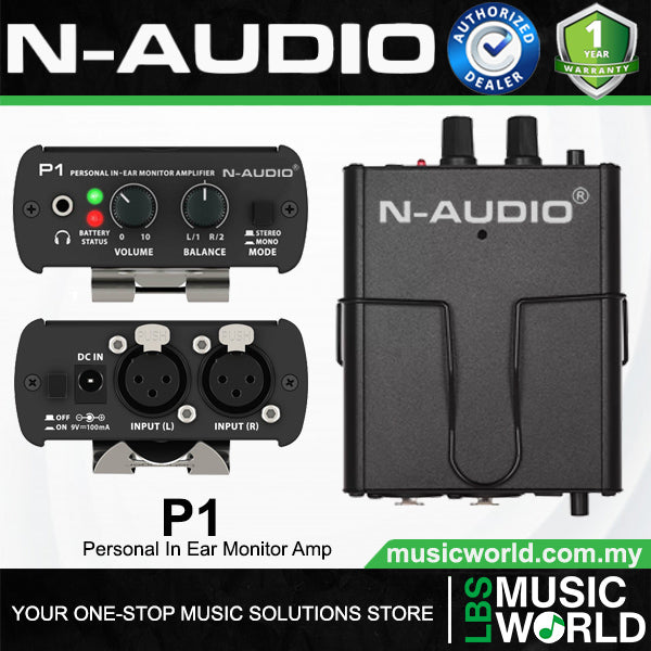 N-Audio P1 Personal In Ear Monitor Amplifier Amp With Dual Inputs Mono Stereo Switch