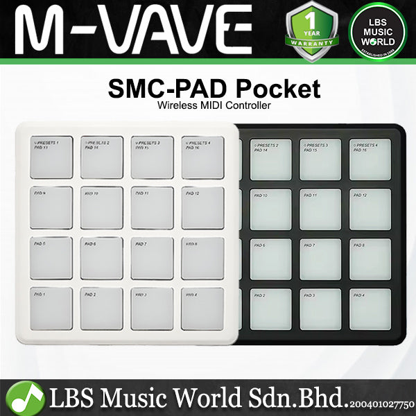 M-VAVE SMC-PAD Pocket Wireless MIDI Controller with 16 RGB Velocity-sensitive Pad (SMCPAD SMC PAD)