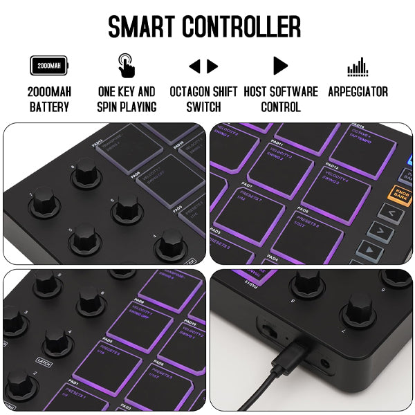 M-VAVE SMC-PAD Portable and Lightweight Wireless MIDI Controller M-VAVE SMC-PAD Portable and Lightweight Wireless MIDI Controller