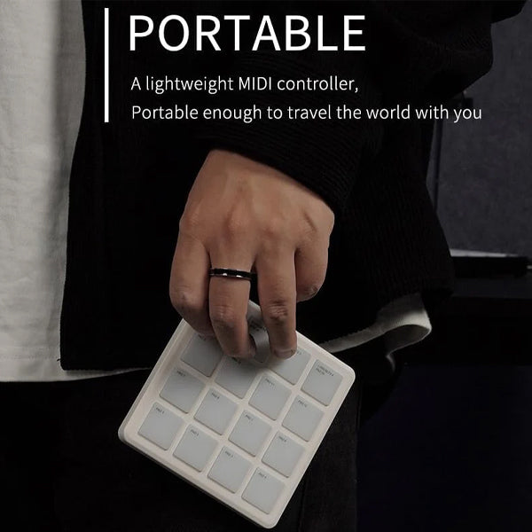 M-VAVE SMC-PAD Pocket Wireless MIDI Controller with 16 RGB Velocity-sensitive Pad (SMCPAD SMC PAD)