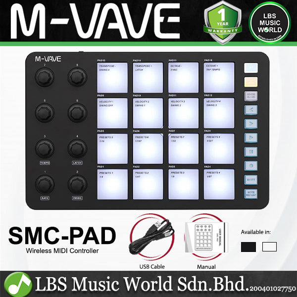 M-VAVE SMC-PAD Portable and Lightweight Wireless MIDI Controller Pad Beginner Friendly (SMCPAD SMC PAD)