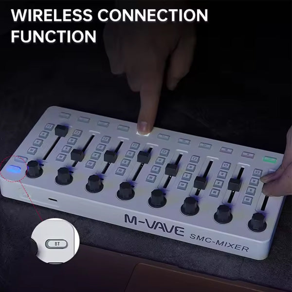 M-VAVE SMC-Mixer Wireless MIDI Controller with 8 Fader 8 Knob for