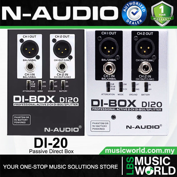 N-Audio DI-20 Dual Channel Active Direct Box Splitter (DI20 DI 20)
