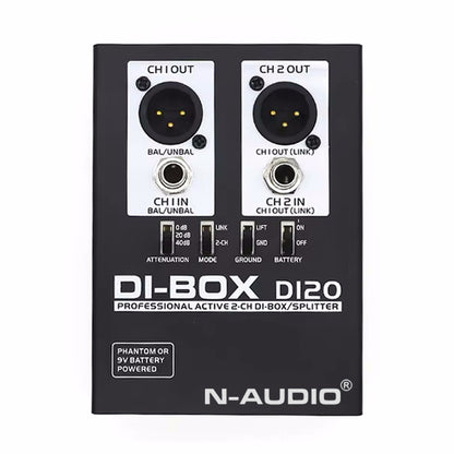 N-Audio DI-20 Dual Channel Active Direct Box Splitter (DI20 DI 20)