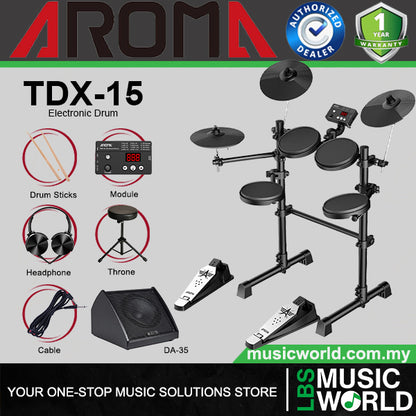 Aroma TDX-15 4 Pieces Portable Digital Electric Drum with Silica Drum Pad (TDX15)