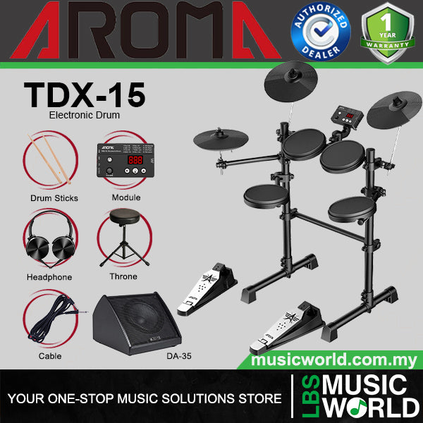 Aroma TDX-15 4 Pieces Portable Digital Electric Drum with Silica Drum Pad (TDX15)
