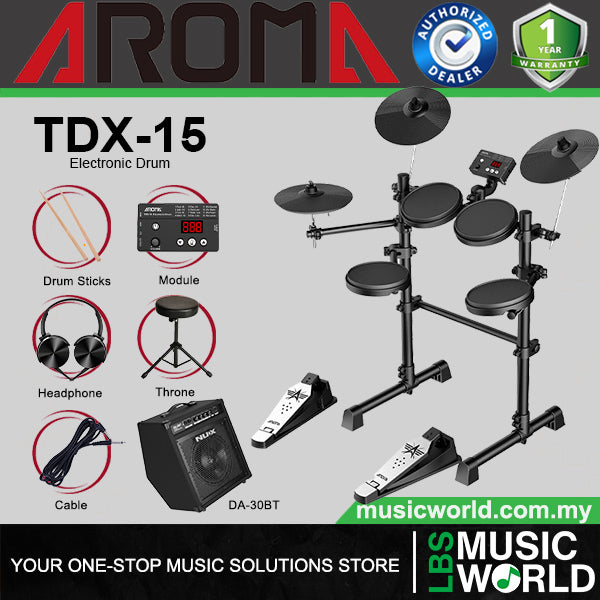 Aroma TDX-15 4 Pieces Portable Digital Electric Drum with Silica Drum Pad (TDX15)