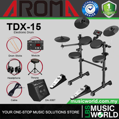 Aroma TDX-15 4 Pieces Portable Digital Electric Drum with Silica Drum Pad (TDX15)
