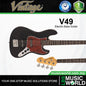 Vintage V49 5 String Coaster Series Paulownia Body Bass Guitar - Gloss Black