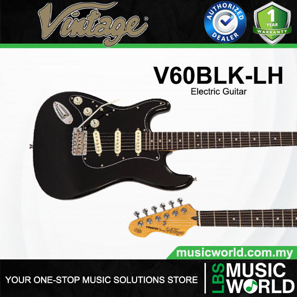 Vintage V60 Coaster Series Solid Paulownia Body Left Handed Electric Guitar - Black