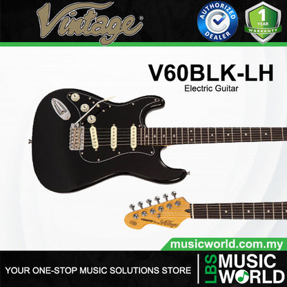 Vintage V60 Coaster Series Solid Paulownia Body Left Handed Electric Guitar - Black