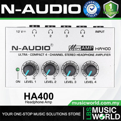 N-Audio HA400 Microamp 4 Channel Stereo Amp Headphone Amplifier