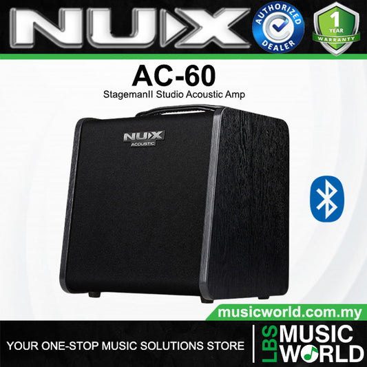NUX AC-60 Stageman II 60 Watts Acoustic Guitar Amp with Bluetooth Amplifier (AC60 AC 60)