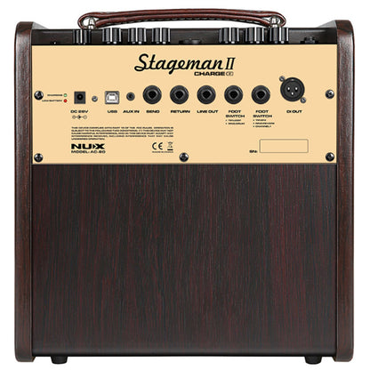 NUX AC-80 Stageman II 80 Watt Rechargeable Battery Powered Amp Acoustic Guitar Speaker Amplifier with Looper and Bluetooth