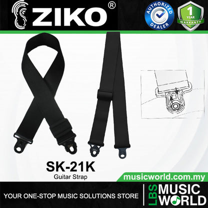 Ziko SK-21K Acoustic Electric Guitar Polypropylene Webbing Strap With Lock (SK21K)