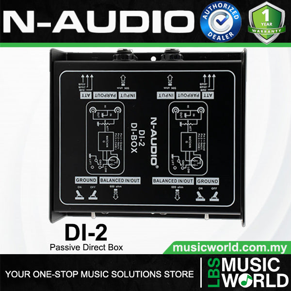 N-Audio DI-2 Dual Channel Passive Direct Injection DI Box (DI2)