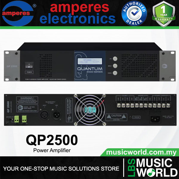 Amperes QP2500 500W 100V Line Class AB Power Amplifier with AFS