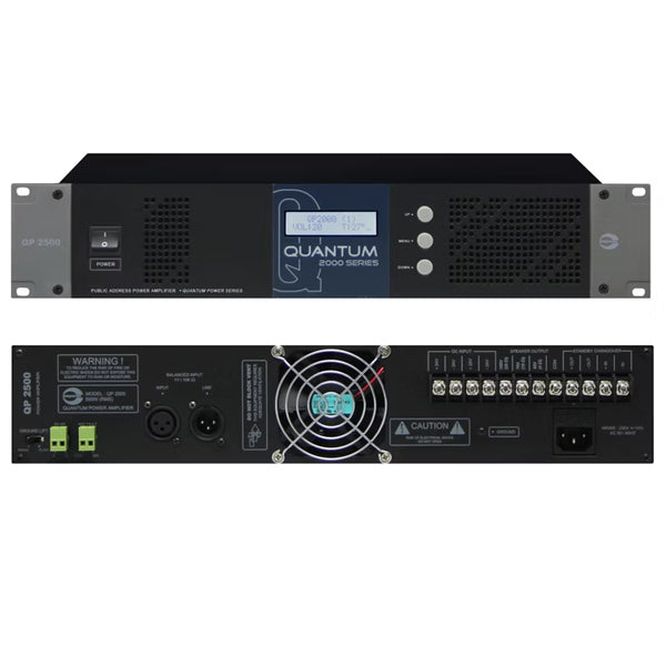 Amperes QP2500 500W 100V Line Class AB Power Amplifier with AFS