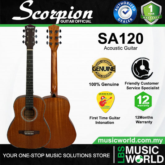 Scorpion SA120 3/4 Inch Sapele Plywood Acoustic Guitar with Rosewood Fingerboard