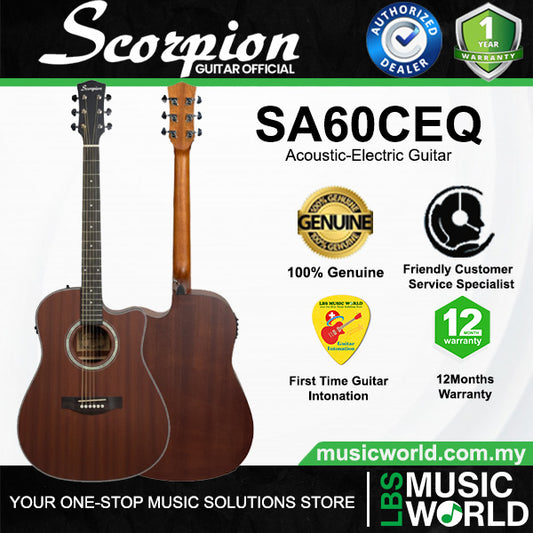 Scorpion SA60CEQ Dreadnought Body Sapele Top Body Acoustic Electric Guitar