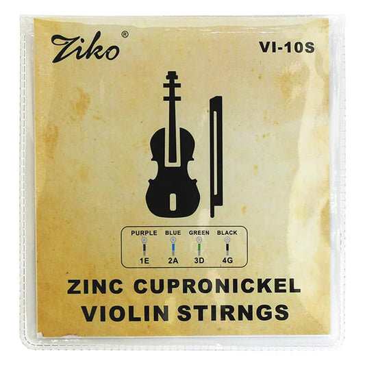 Ziko VI-10S Stainless Steel Core with Zinc Cupronickel Wound Violin String - Set (VI10S)