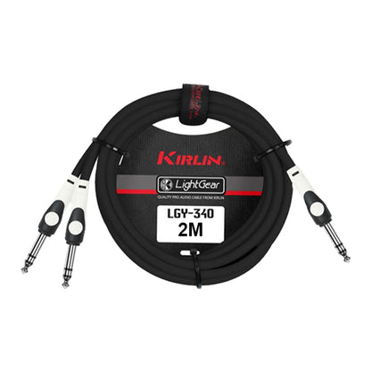 Kirlin LGY-340 1/4 Inch TRS Stereo to Dual 1/4 Inch LightGear Y Audio Jack Cable Adapter- 2 Meter Black
