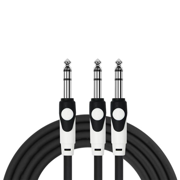 Kirlin LGY-340 1/4 Inch TRS Stereo to Dual 1/4 Inch LightGear Y Audio Jack Cable Adapter- 2 Meter Black