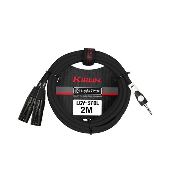 Kirlin LGY-370L 3.5mm TRS to Dual XLR Male Tip Ring LightGear Y Cable Adapter- 2 Meter Black (LGY370L)