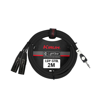Kirlin LGY-370L 3.5mm TRS to Dual XLR Male Tip Ring LightGear Y Cable Adapter- 2 Meter Black (LGY370L)