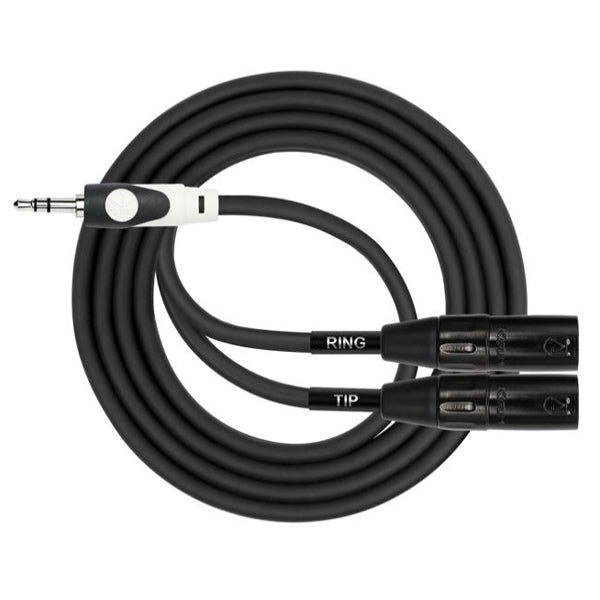 Kirlin LGY-370L 3.5mm TRS to Dual XLR Male Tip Ring LightGear Y Cable Adapter- 2 Meter Black (LGY370L)