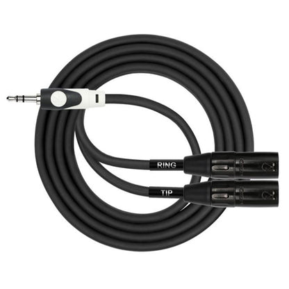 Kirlin LGY-370L 3.5mm TRS to Dual XLR Male Tip Ring LightGear Y Cable Adapter- 2 Meter Black (LGY370L)
