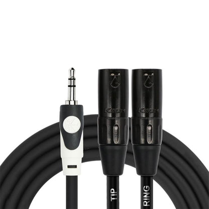 Kirlin LGY-370L 3.5mm TRS to Dual XLR Male Tip Ring LightGear Y Cable Adapter- 2 Meter Black (LGY370L)