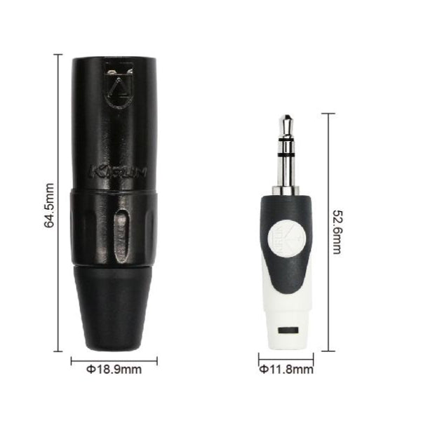 Kirlin LGY-370L 3.5mm TRS to Dual XLR Male Tip Ring LightGear Y Cable Adapter- 2 Meter Black (LGY370L)