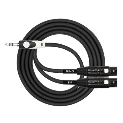 Kirlin LGY-371L 3.5mm TRS to Dual XLR Female Tip Ring LightGear Y Cable Adapter- 2 Meter Black (LGY371L)