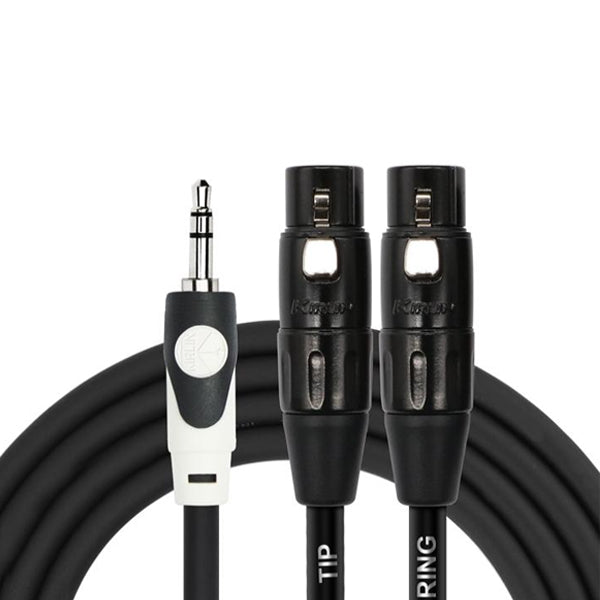 Kirlin LGY-371L 3.5mm TRS to Dual XLR Female Tip Ring LightGear Y Cable Adapter- 2 Meter Black (LGY371L)