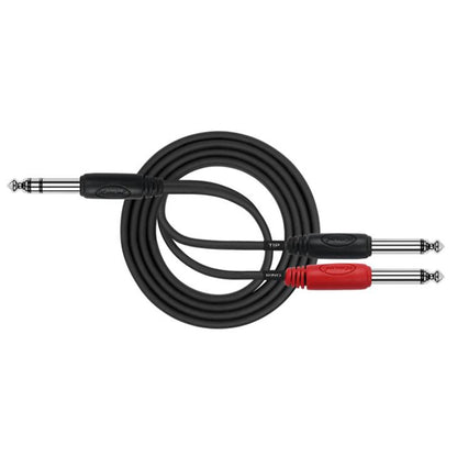 Kirlin YE-336  1/4" TRS to Dual 1/4" Mono Plug Entry Y-Cable Patch Cable - 2 Meter Black (YE336)