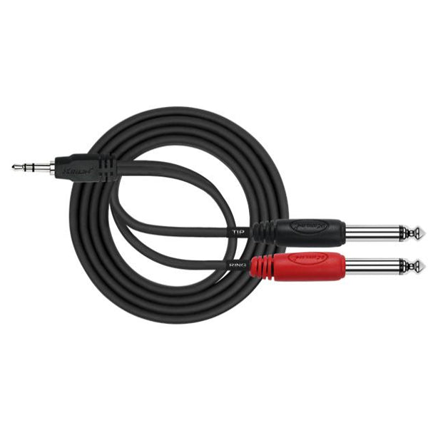 Kirlin YE-362 3.5MM TRS to Dual 1/4" Mono Plug Tip Ring Entry Y-Cable Patch Cable - 2 Meter Black (YE362)