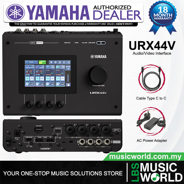 Yamaha URX44V USB-C Audio and Video Interface with LCD Screen and Touchscreen Display