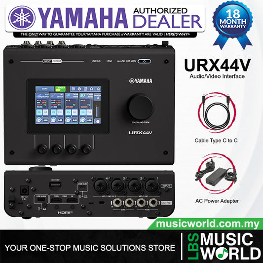 Yamaha URX44V USB-C Audio and Video Interface with LCD Screen and Touchscreen Display