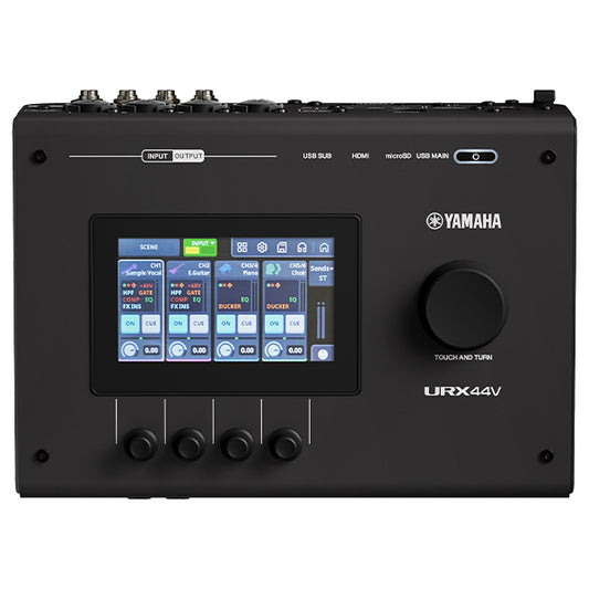Yamaha URX44V USB-C Audio and Video Interface with LCD Screen and Touchscreen Display