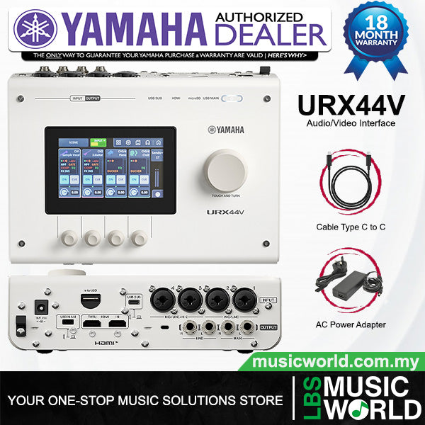 Yamaha URX44V USB-C Audio and Video Interface with LCD Screen and Touchscreen Display
