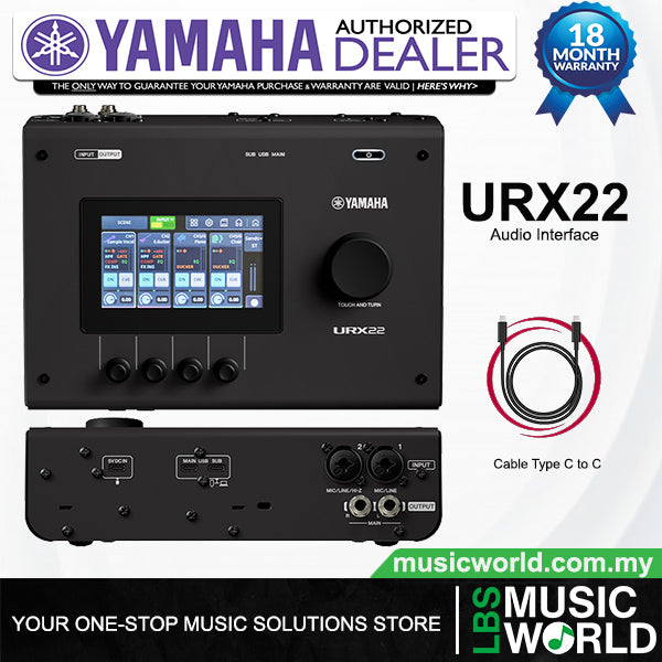 Yamaha URX22 Compact USB-C Audio Interface with 2 URX Preamp and Touchscreen Display
